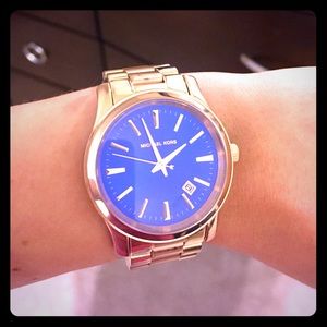 Michael Kors Women's Rose Gold Watch w/Blue Face